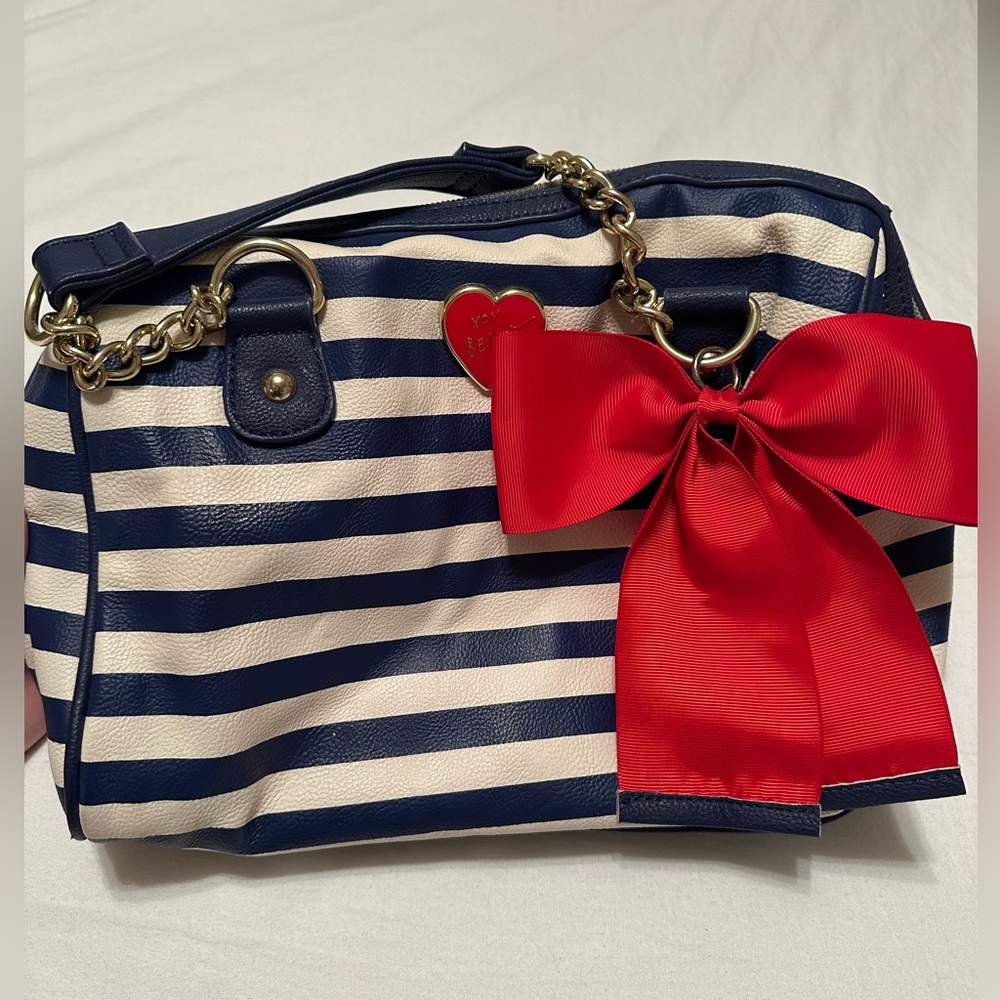 Navy and White Striped Betsy Johnson Bag